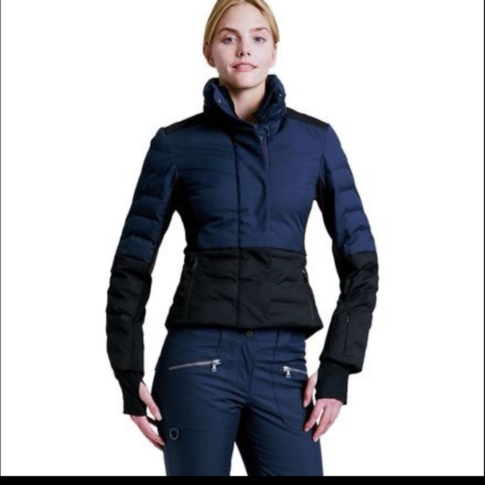 Erin Snow Womens Insulated Sari Jacket 2 PrimaLoft Merino Ski Winter Blue Black
